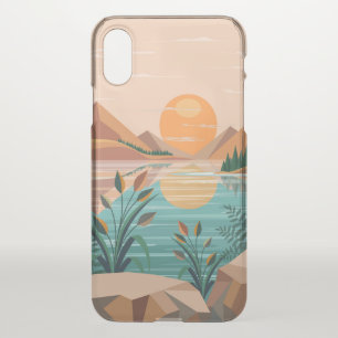 Peaceful Mountain Lake Sunset Landscape iPhone X Case