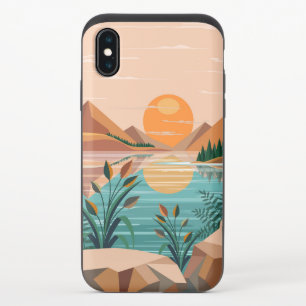 Peaceful Mountain Lake Sunset Landscape iPhone XS Slider Case