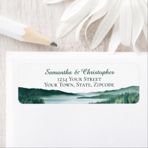 Peaceful Mountain Lake Wedding Return Address Label