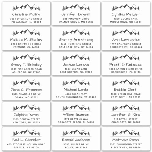 Peaceful Mountain Large Wedding Guest Address Sticker (Front)