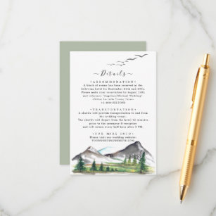Peaceful Mountain Pine Forest Wedding Detail Enclosure Card
