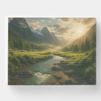 Peaceful Mountain River Landscape Nature Plaque