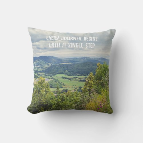 Peaceful mountain view throw pillow