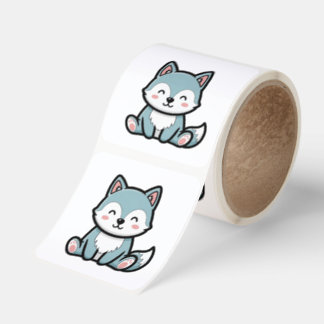 Peaceful Mountain Wolf – Cute Kawaii Illustration Square Sticker