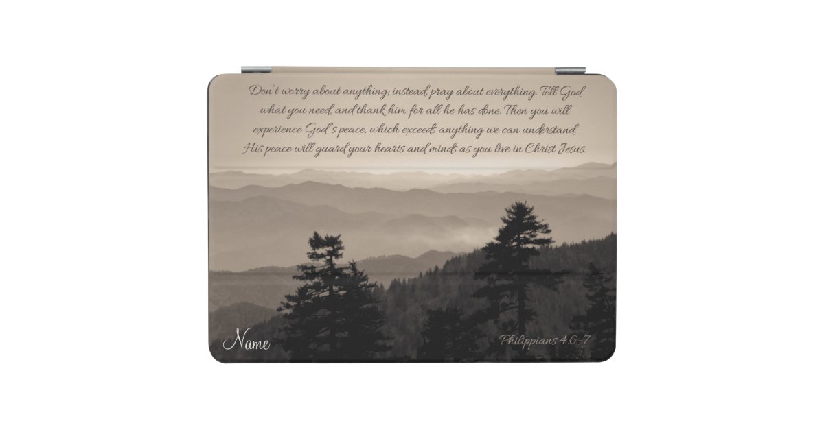 Peaceful Mountains Philippians 4:6-7 Bible Verse iPad Air Cover