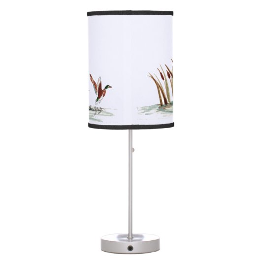 Peaceful Nature Mallard Duck Scene  Table Lamp (Back)