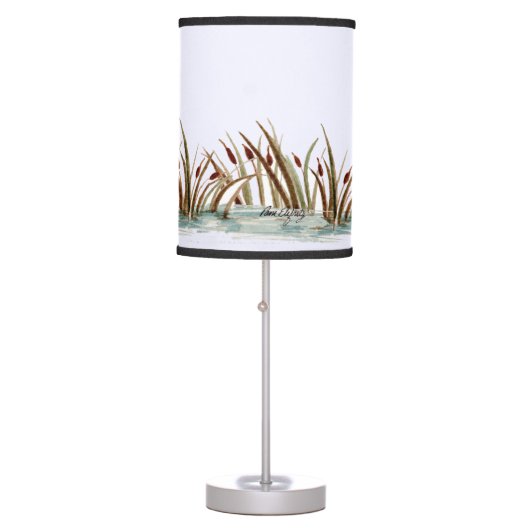 Peaceful Nature Mallard Duck Scene  Table Lamp (Front)