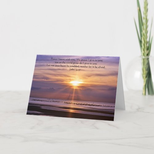 Peaceful Ocean Sunset John 1427 Thoughts Prayers Card