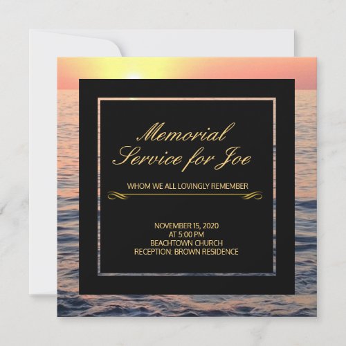 Peaceful Ocean Sunset Memorial Invitation