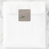 Peaceful Origami Paper Crane Fairy Lights Holiday Square Sticker (Bag)