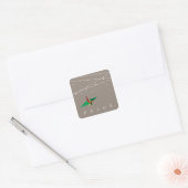 Peaceful Origami Paper Crane Fairy Lights Holiday Square Sticker (Envelope)