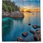 Peaceful paradise landscape shower curtain