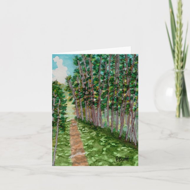 Peaceful Path through the woods Letterpress Thank You Card (Front)