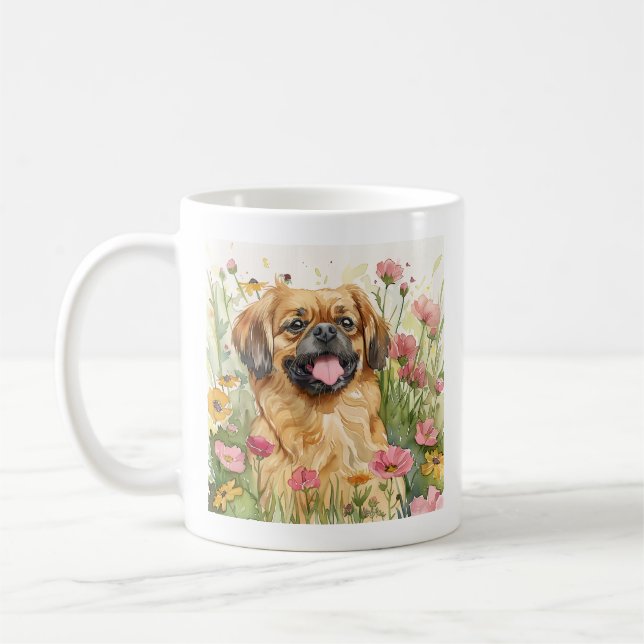 Peaceful Pekingese Watercolor Mug (Left)