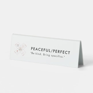 Peaceful/Perfect Plastic Desk Plaque Table Tent