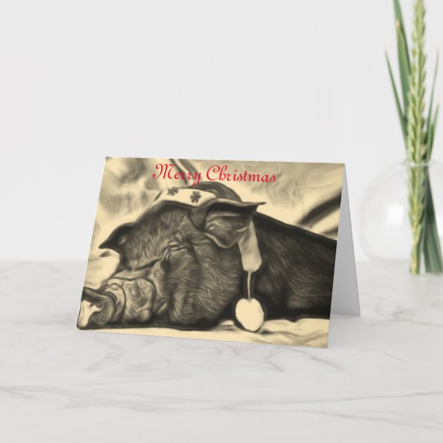 Peaceful Pig Christmas card (Front)