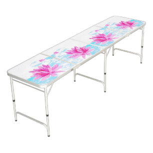 Peaceful Pink Lotus Flower Painting Beer Pong Table