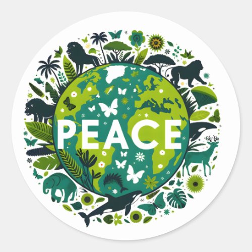 Peaceful Planet _ Saving the Environment  Classic Round Sticker
