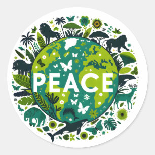 Peaceful Planet - Saving the Environment Classic Round Sticker