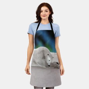 Peaceful Polar Bear Arctic Nature Illustration Apron