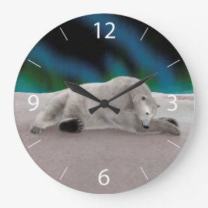 Peaceful Polar Bear Arctic Nature Illustration Large Clock