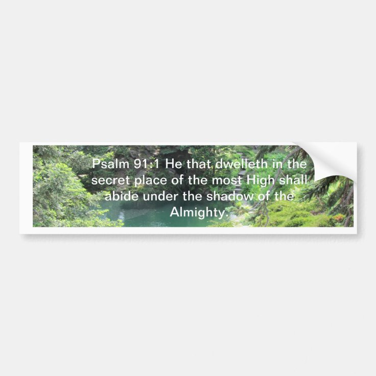 Peaceful Pond Ps 911 bible verse Trees Photo Bumper Sticker Zazzle