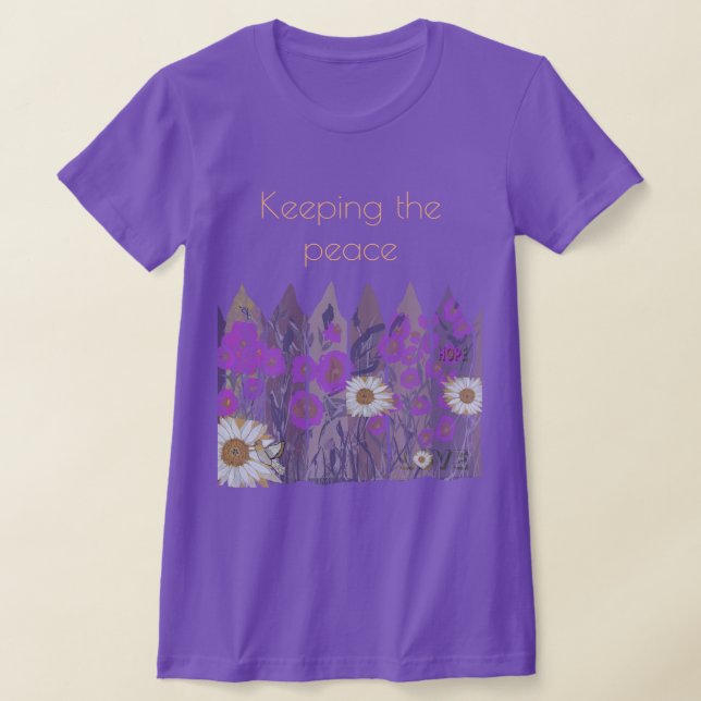 Peaceful, Pretty Floral Garden Fence  T-Shirt (Laydown)