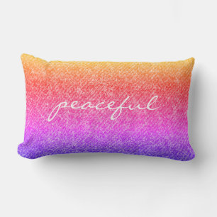 Peaceful Rainbow Denim Look Reversible Throw Lumbar Pillow