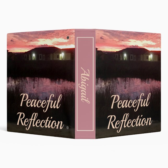 Peaceful Reflection Sunset Over Pond 3 Ring Binder (Background)