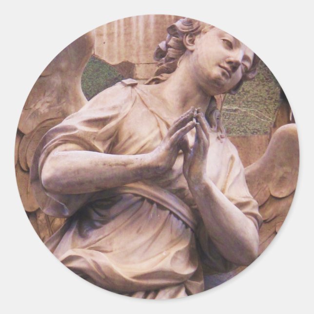Peaceful Renaissance Angel Classic Round Sticker (Front)