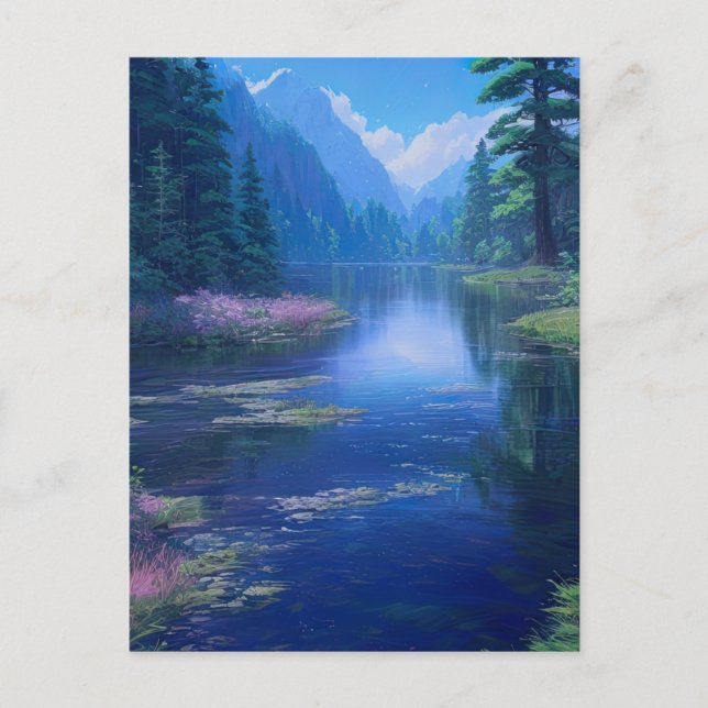 Peaceful River in the Forest's Embrace Postcard (Front)