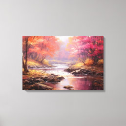 Peaceful River Morning Autumn Japanese Fine Art Canvas Print
