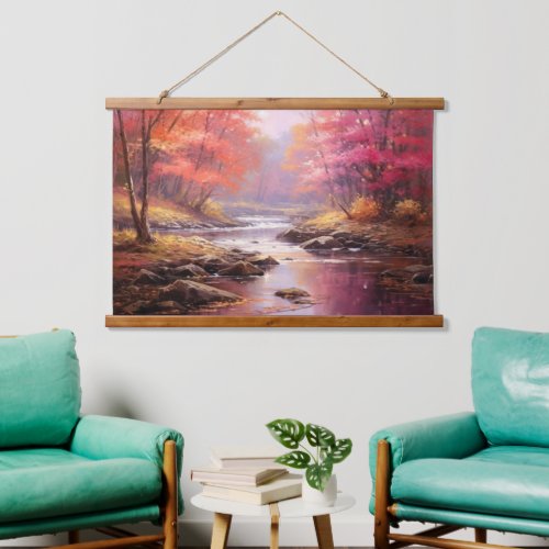Peaceful River Morning Autumn Japanese Fine Art Hanging Tapestry