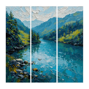 Peaceful River Triptych Wall Art