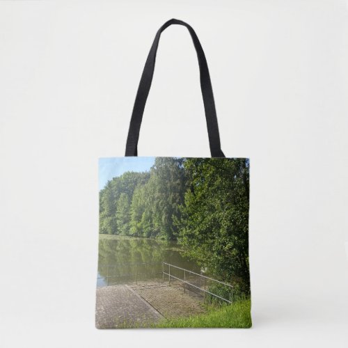 Peaceful Riverside Path Nature Tote Bag De