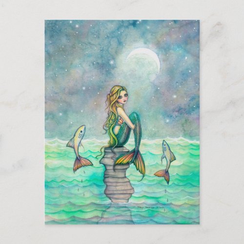 Peaceful Sea Mermaid Fantasy Art Postcard
