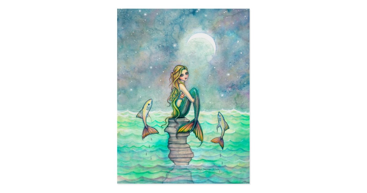 Peaceful Sea Mermaid Fantasy Art Postcard | Zazzle