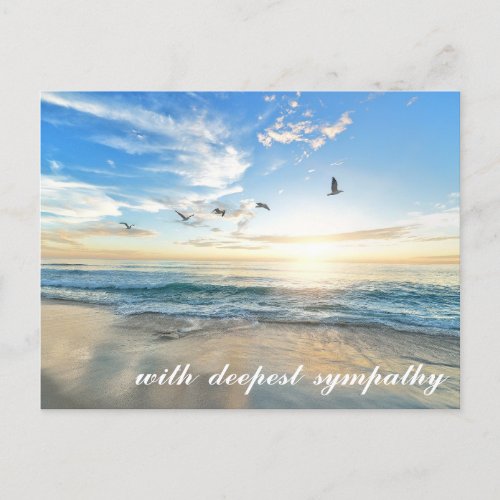 Peaceful Sea Shore Scene with Birds Sympathy Postcard
