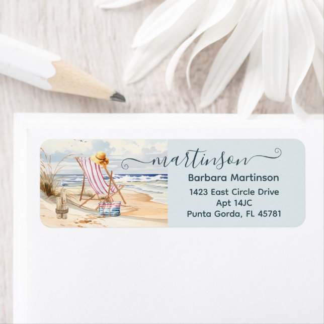 Peaceful Seascape Beach Ocean Return Address  Label (Insitu)