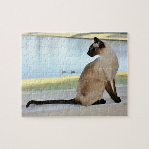 Peaceful Siamese Cat Painting Jigsaw Puzzle