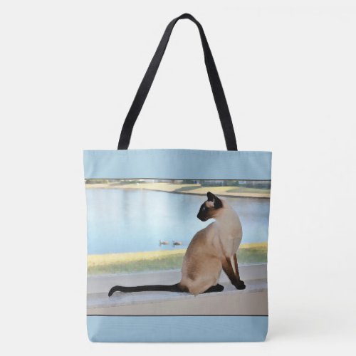 Peaceful Siamese Cat Painting Tote Bag