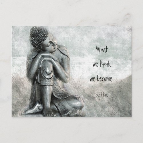 Peaceful Silver Buddha Wisdom Mindfulness Quote Postcard