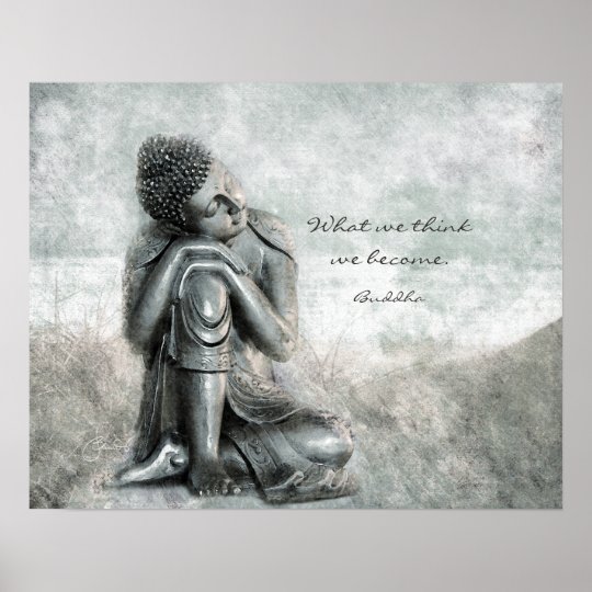 Peaceful Silver Buddha with Wisdom Quote Poster | Zazzle.com