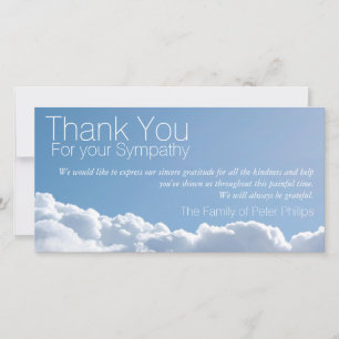 Peaceful Sky 2 Sympathy Thank You Photo Card