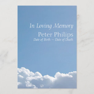 Peaceful Sky 3 Funeral Announcement Invitation