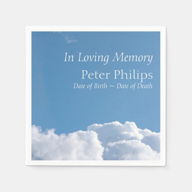 Peaceful Sky and Clouds Funeral Paper Napkins (Front)