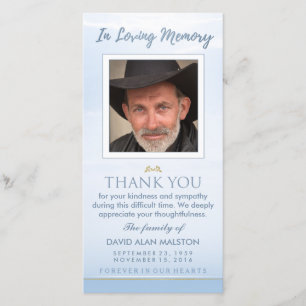Peaceful Sky Blue In Loving Memory Thank You Card