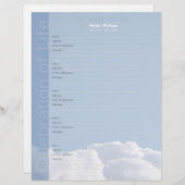 Peaceful Sky Clouds Memorial Book Filler Page (Front/Back)