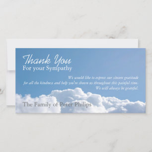 Peaceful Sky H1 Sympathy Thank You Photo Card