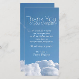 Peaceful Sky V1 Sympathy Thank You Photo Card